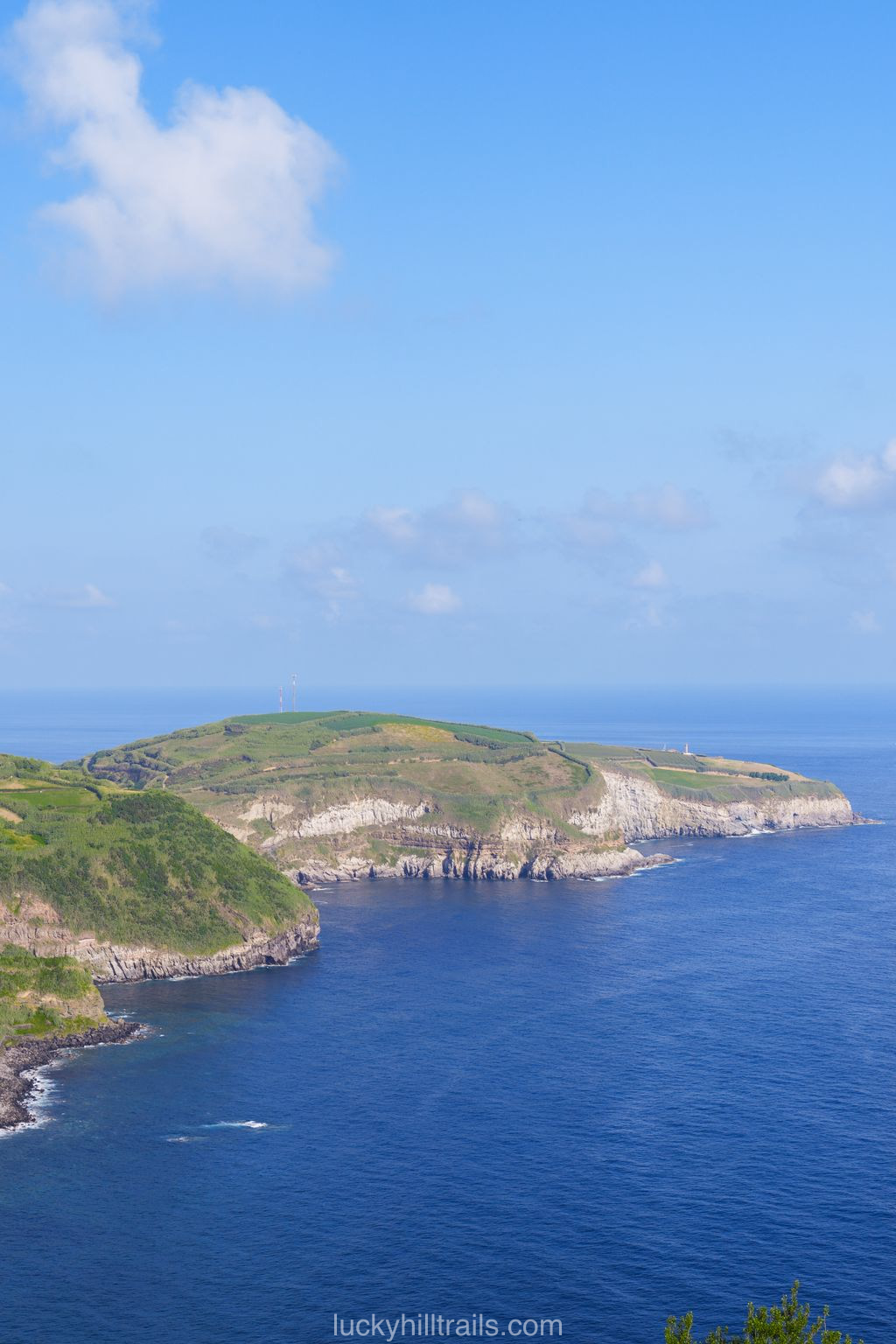 Green terraced fields and the ocean from Santa Iria viewpoint, São Miguel, Azores