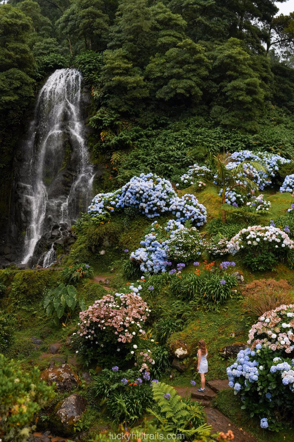 Ribeira dos Caldeirões waterfall and historic water mills, São Miguel island, Azores